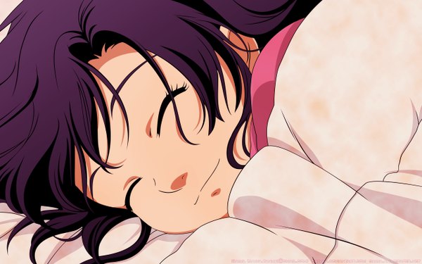 Anime picture 2560x1600 with kure-nai kuhouin murasaki highres wide image purple hair close-up sleeping girl child (children)