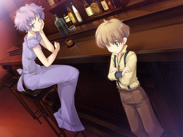 Anime picture 2048x1536 with vanitas no hitsuji (game) fue (tsuzuku) highres short hair blue eyes brown hair game cg purple hair girl child (children)