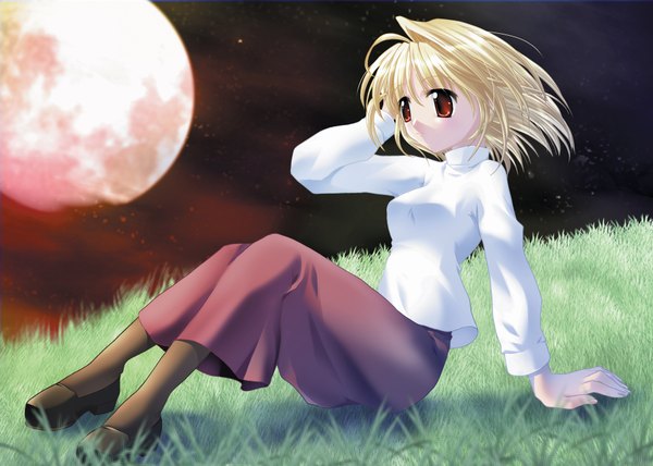 Anime picture 3883x2772 with shingetsutan tsukihime type-moon arcueid brunestud highres moon
