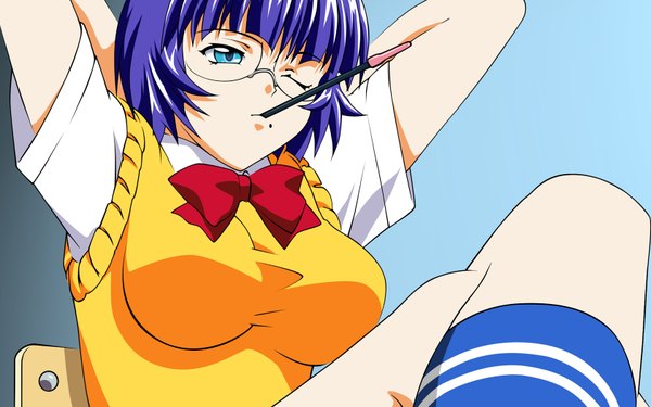 Anime picture 1680x1050 with ikkitousen ryomou shimei wide image mole mole under mouth tagme