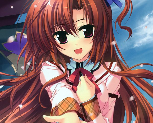 Anime picture 1280x1024 with sakura tale amami mikage long hair red eyes red hair close-up uniform school uniform