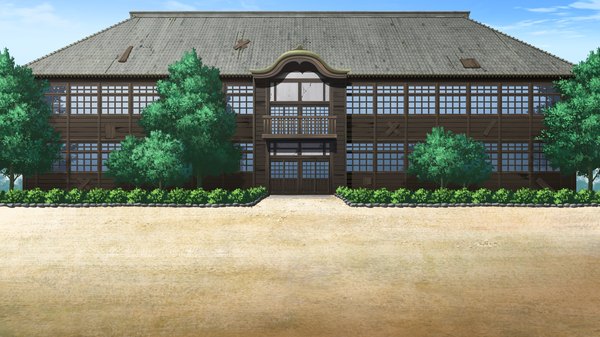 Anime picture 2560x1440 with ojousama wa gokigen naname highres wide image game cg no people plant (plants) tree (trees) house road