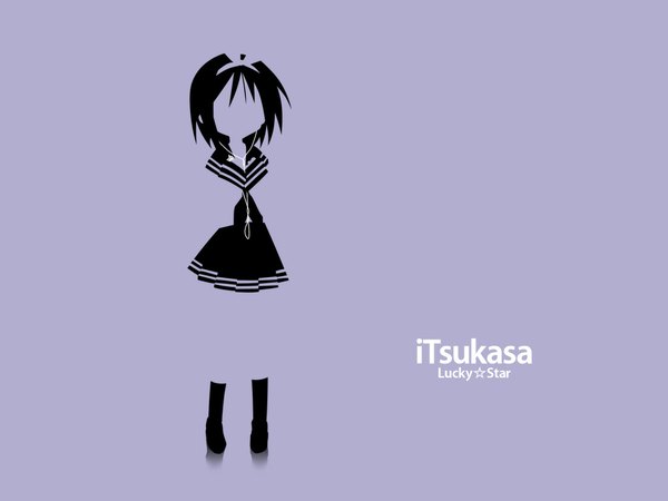 Anime picture 1024x768 with lucky star kyoto animation ipod hiiragi tsukasa silhouette multicolored girl