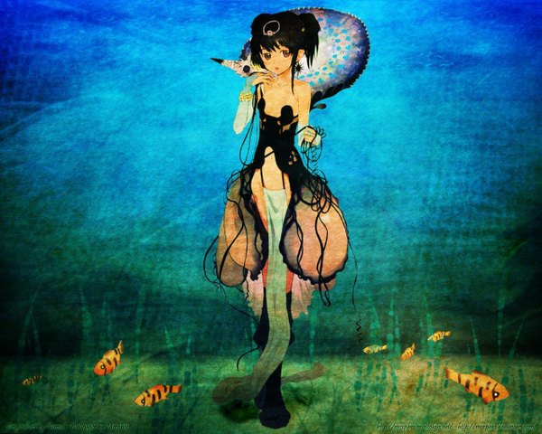 Anime picture 1280x1024 with okama underwater fish (fishes) tagme