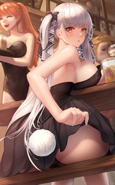 Anime picture 2000x3200 with azur lane formidable (azur lane) fintowing long hair tall image looking at viewer blush fringe highres short hair breasts open mouth light erotic blonde hair large breasts sitting twintails multiple girls brown eyes ass