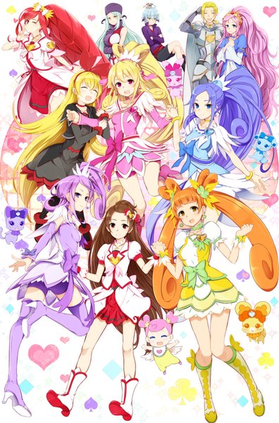 Anime picture 1322x2000 with precure dokidoki! precure toei animation aida mana hishikawa rikka kenzaki makoto yotsuba alice cure heart regina (dokidoki! precure) cure sword cure rosetta cure diamond madoka aguri cure ace sharuru (dokidoki! precure) davi (dokidoki! precure) rance (dokidoki! precure) ai-chan (dokidoki! precure) rakeru (dokidoki! precure) minazuki randoseru