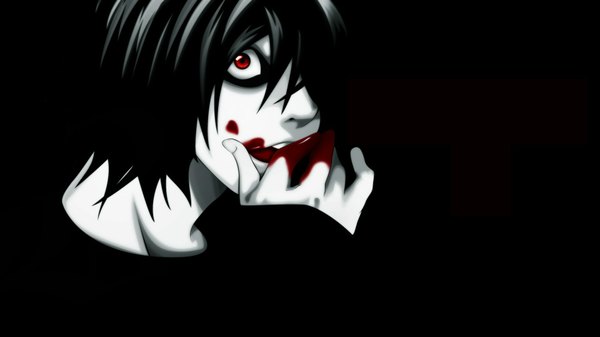 Anime picture 1920x1080 with death note madhouse beyond birthday tagme (artist) single looking at viewer highres short hair open mouth black hair red eyes wide image boy blood