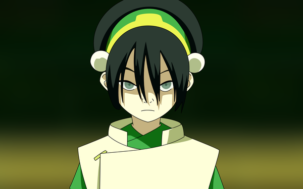 Anime picture 2560x1600 with avatar: the last airbender nickelodeon toph beifong single looking at viewer highres short hair black hair simple background wide image grey eyes wallpaper gradient background portrait vector boy hairband