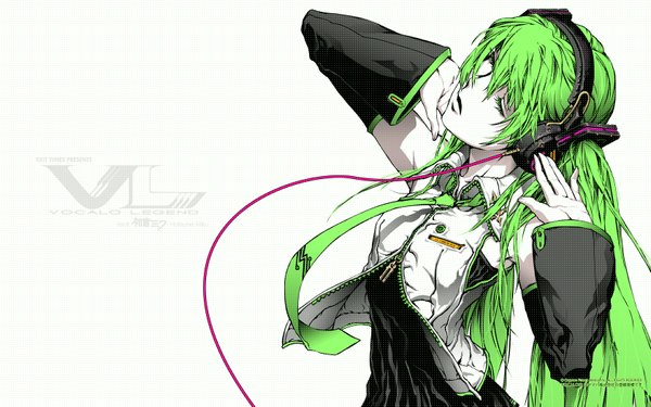 Anime picture 1680x1050 with vocaloid hatsune miku wide image girl headphones