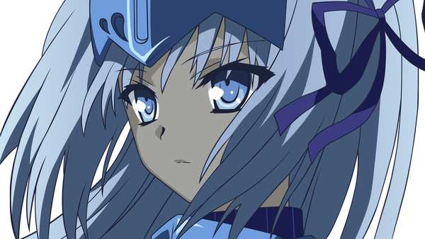 Anime picture 3556x2000 with kore wa zombie desu ka? studio deen eucliwood hellscythe maxxyne single long hair highres blue eyes wide image blue hair portrait close-up transparent background face vector girl ribbon (ribbons) hair ribbon