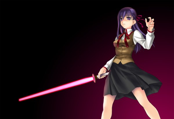 Anime picture 2550x1755 with fate (series) fate/stay night studio deen type-moon matou sakura highres lightsaber