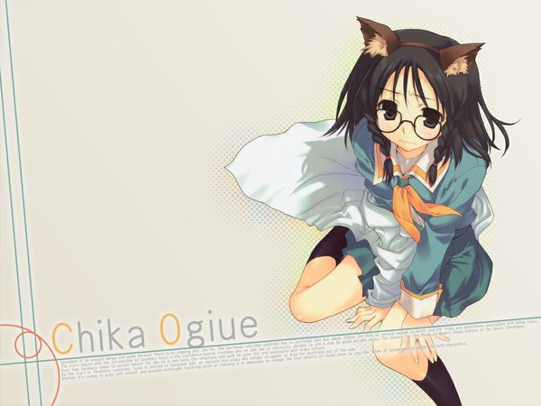 Anime picture 1024x768 with genshiken arms corporation ogiue chika black hair cat girl cosplay girl glasses
