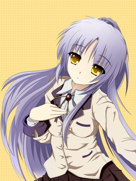 Anime picture 2400x3200 with angel beats! key (studio) tachibana kanade koshi-kun (artist) single long hair tall image highres yellow eyes purple hair girl uniform school uniform