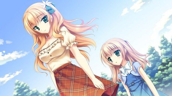 Anime picture 1024x576 with shion no ketsuzoku (game) long hair wide image green eyes game cg orange hair girl child (children)
