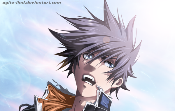 Anime picture 1000x636 with air gear toei animation minami itsuki aagito single short hair open mouth black hair sky cloud (clouds) black eyes sunlight coloring torn clothes portrait boy sun