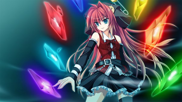 Anime picture 1280x720 with fortissimo//akkord:bsusvier (game) satomura momiji ooba kagerou long hair wide image green eyes game cg red hair girl