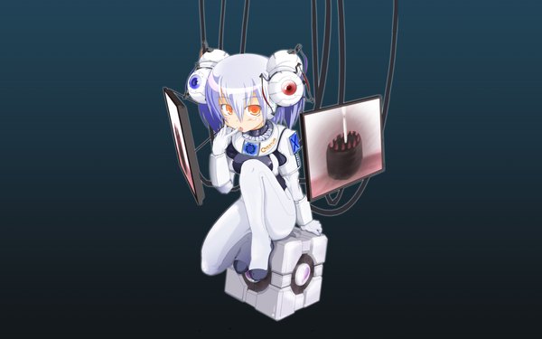 Anime picture 1920x1200 with portal weighted companion cube glados highres wide image sweets cake