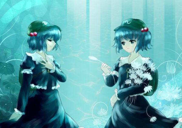 Anime picture 3507x2480 with touhou kawashiro nitori highres short hair girl flower (flowers) hat