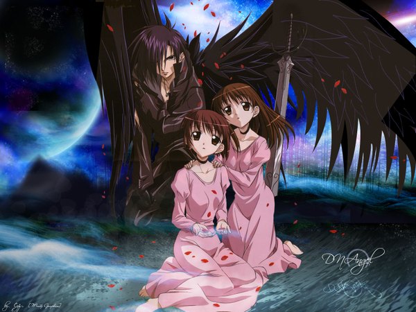 Anime picture 1600x1200 with d.n.angel xebec dark mousy harada riku harada risa wings