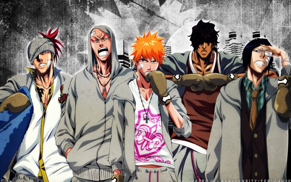 Anime picture 1920x1200 with bleach studio pierrot kurosaki ichigo abarai renji ishida uryuu sado yasutora madarame ikkaku highres wide image