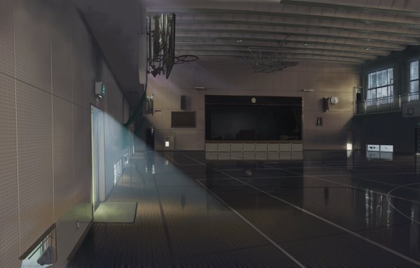 Anime picture 1217x777 with original isai shizuka indoors no people basketball ball sports facilities