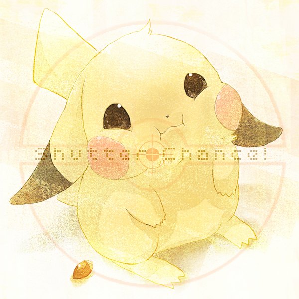 Anime picture 1024x1024 with pokemon nintendo pikachu yama (rabbit room) blush black eyes inscription gen 1 pokemon animal pokemon (creature) acorn