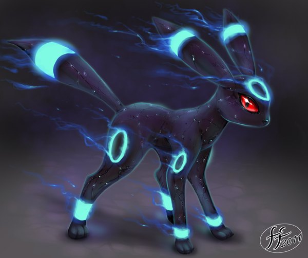 Anime picture 1956x1638 with pokemon nintendo umbreon single highres red eyes grey background wallpaper glowing gen 2 pokemon shiny pokemon animal pokemon (creature)
