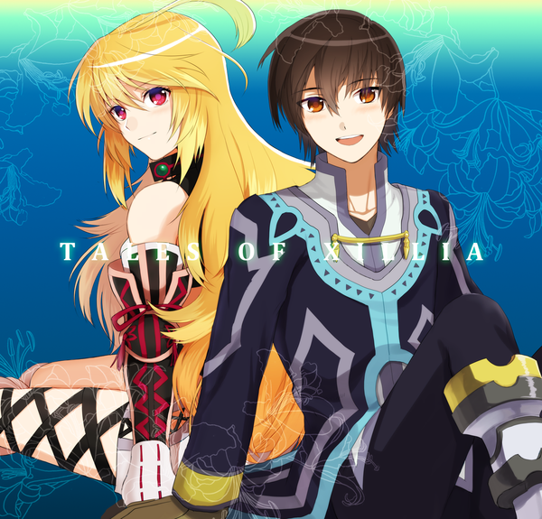 Anime picture 1210x1161 with tales of (series) tales of xillia milla maxwell jude mathis oselo721 long hair short hair black hair blonde hair red eyes orange eyes couple girl boy