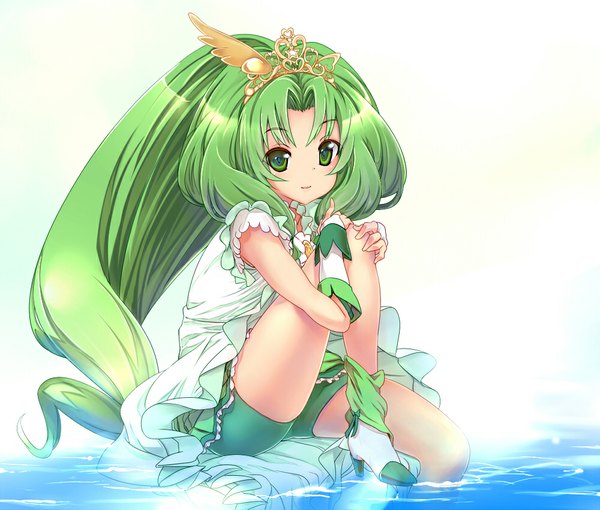 Anime picture 1000x850 with precure smile precure! toei animation midorikawa nao cure march sora to umi single long hair green eyes ponytail green hair girl dress tiara