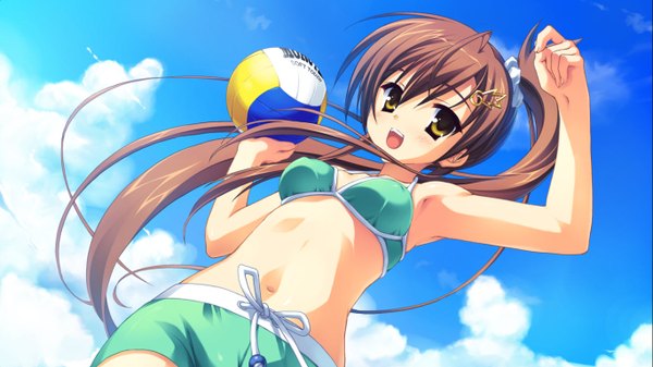 Anime picture 1366x768 with tenshinranman yamabuki aoi muririn kobuichi light erotic wide image