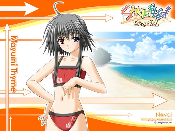 Anime picture 1024x768 with shuffle! mayumi thyme heterochromia swimsuit tagme