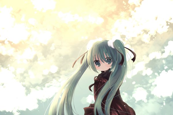 Anime picture 1500x1000 with vocaloid hatsune miku sky girl tagme