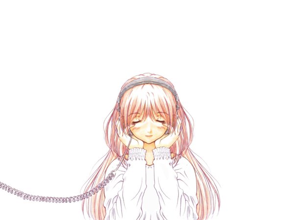 Anime picture 1920x1440 with onegai teacher kazami mizuho highres white background headphones