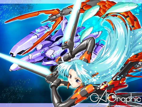 Anime picture 1024x768 with gagraphic nakaji ryo mecha musume girl fish (fishes) mermaid