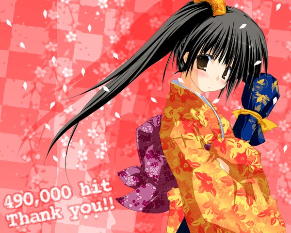 Anime picture 1280x1024 with original shinkichi japanese clothes girl kimono kiriban