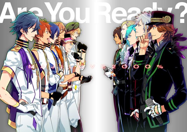 Anime picture 1131x800 with uta no prince-sama a-1 pictures jinguji ren hijirikawa masato ichinose tokiya ittoki otoya kurusu shou shinomiya natsuki mikaze ai kurosaki ranmaru kotobuki reiji camus aijima cecil pataratonge (artist) long hair fringe short hair open mouth blue eyes black hair