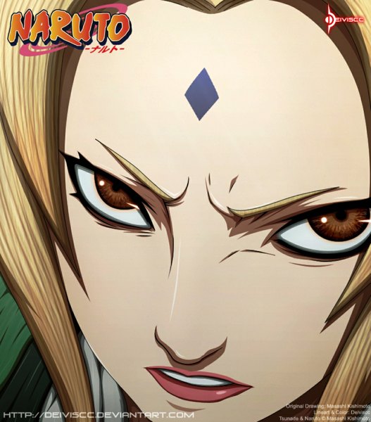 Anime picture 1024x1164 with naruto studio pierrot naruto (series) tsunade long hair tall image blonde hair brown eyes inscription tattoo close-up face