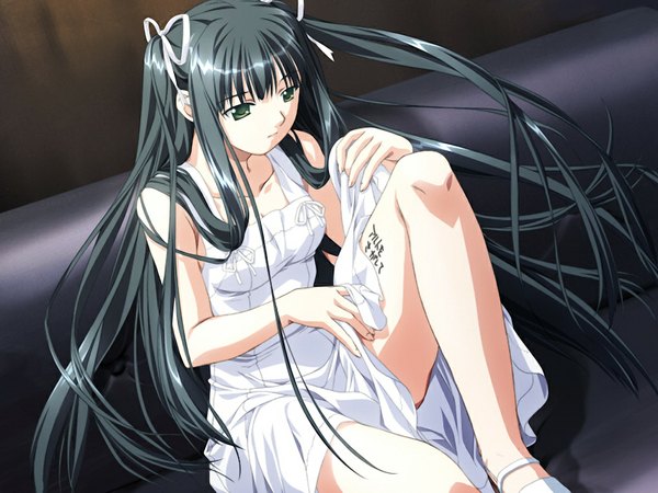 Anime picture 1024x768 with eve new generation x (game) black hair green eyes game cg girl