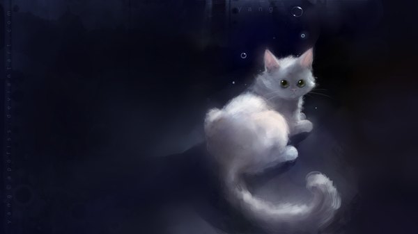 Anime picture 1920x1080 with original apofiss single highres wide image green eyes animal cat bubble (bubbles)