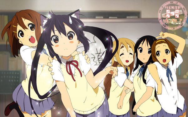 Anime picture 1920x1200 with k-on! kyoto animation akiyama mio nakano azusa kotobuki tsumugi tainaka ritsu highres wide image cat girl girl