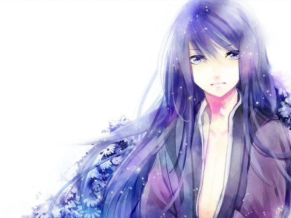 Anime picture 1000x750 with tales of (series) tales of vesperia yuri lowell yuukichi single long hair looking at viewer simple background white background purple eyes purple hair wind boy flower (flowers)