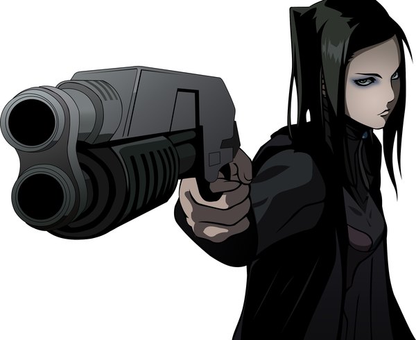 Anime picture 2765x2259 with ergo proxy re-l mayer highres white background gun