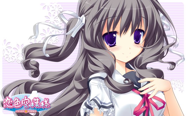 Anime picture 1920x1200 with koiiro soramoyou (game) utsumi shizuna lucie long hair highres wide image wallpaper ribbon (ribbons) hair ribbon serafuku