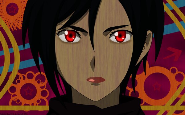 Anime picture 1680x1050 with blood+ production i.g otonashi saya short hair black hair red eyes wide image