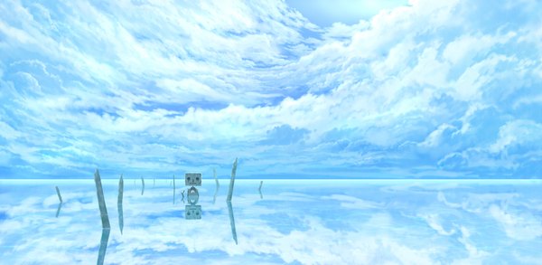 Anime picture 1910x934 with original hotaka highres wide image sky cloud (clouds) reflection horizon no people landscape scenic mecha