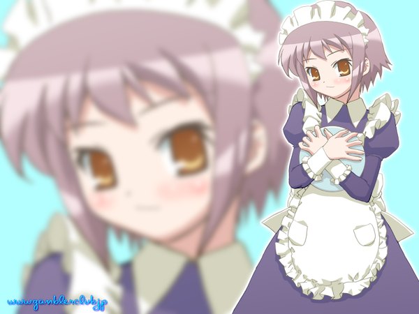 Anime picture 1600x1200 with suzumiya haruhi no yuutsu kyoto animation nagato yuki gambler club maid girl