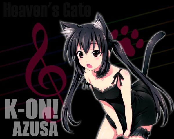 Anime picture 1280x1024 with k-on! kyoto animation nakano azusa animal ears tail cat girl girl