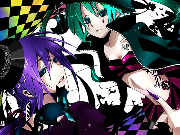 Anime picture 1024x768 with vocaloid hatsune miku kamui gakupo girl tagme