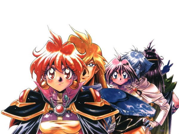 Anime picture 1600x1200 with slayers j.c. staff lina inverse gourry gabriev zelgadiss graywords amelia wil tesla seyruun naga the serpent highres red eyes red hair wallpaper