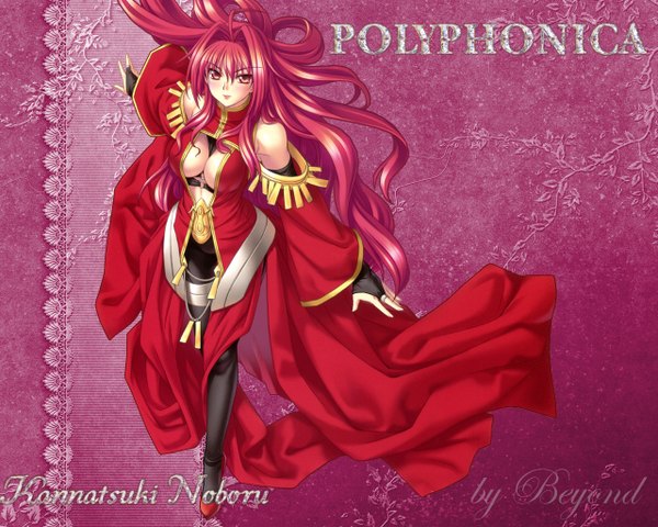 Anime picture 1280x1024 with shinkyoku soukai polyphonica kannatsuki noboru long hair pink hair very long hair pink eyes wallpaper girl dress detached sleeves